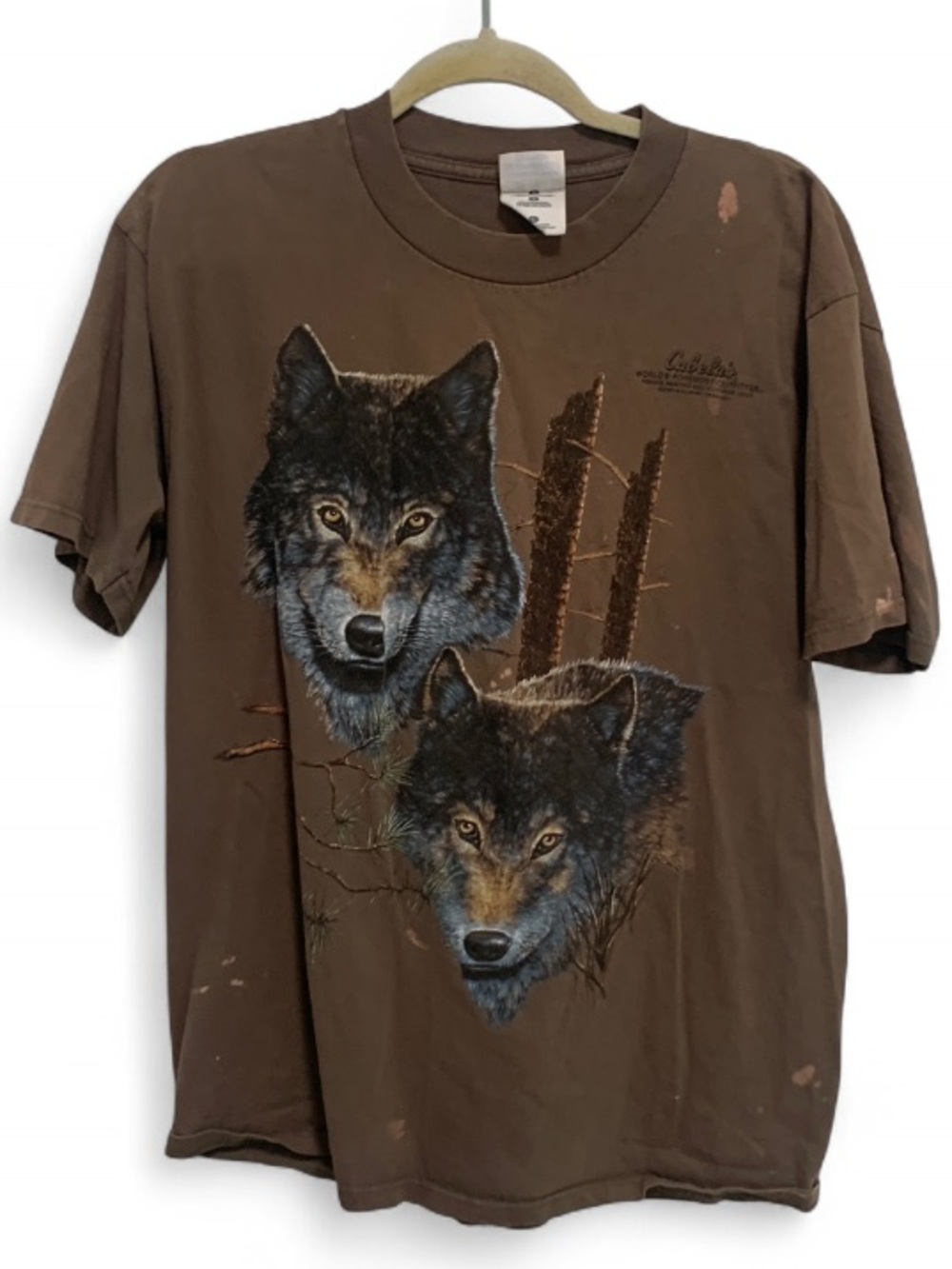 Vintage Brown Graphic Wolves Graphic Short Sleeve T-Shirt